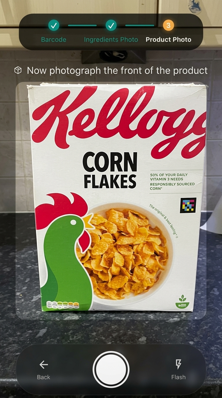 Photographing the front of a product